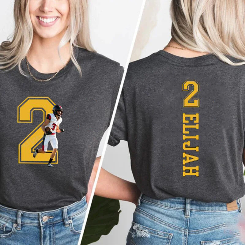 Personalized T-shirt Custom Photo with Your Number and Name Design Unique Gift for Sports Lovers