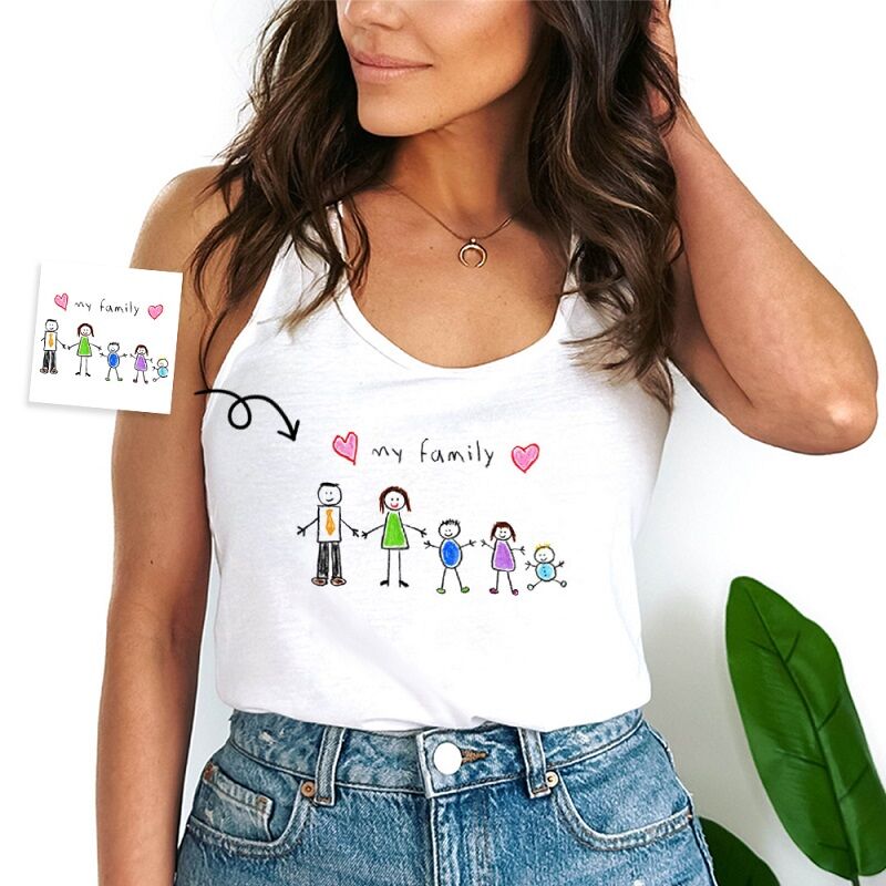 Personalized Tank Top Custom Kid's Hand Painting Photo Design Perfect Gift for Parents