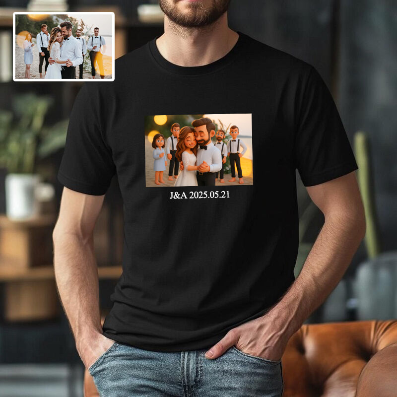Personalized T-shirt Custom Meaningful Photo 3D Cartoon Style Design Perfect Gift for Lover One