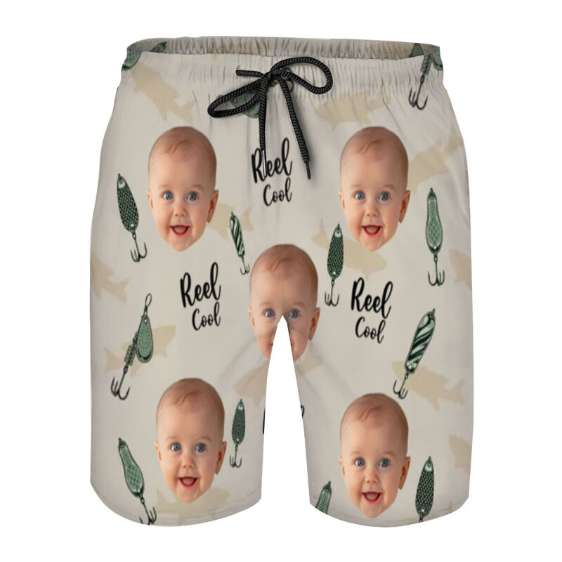 Pantaloncini da spiaggia da uomo personalizzati con foto e motivo amo da pesca Regalo interessante per la festa del papà