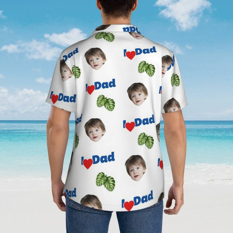 "I Heart Dad" Personalized Hawaiian Shirt Special Father's Day Gift for Dad