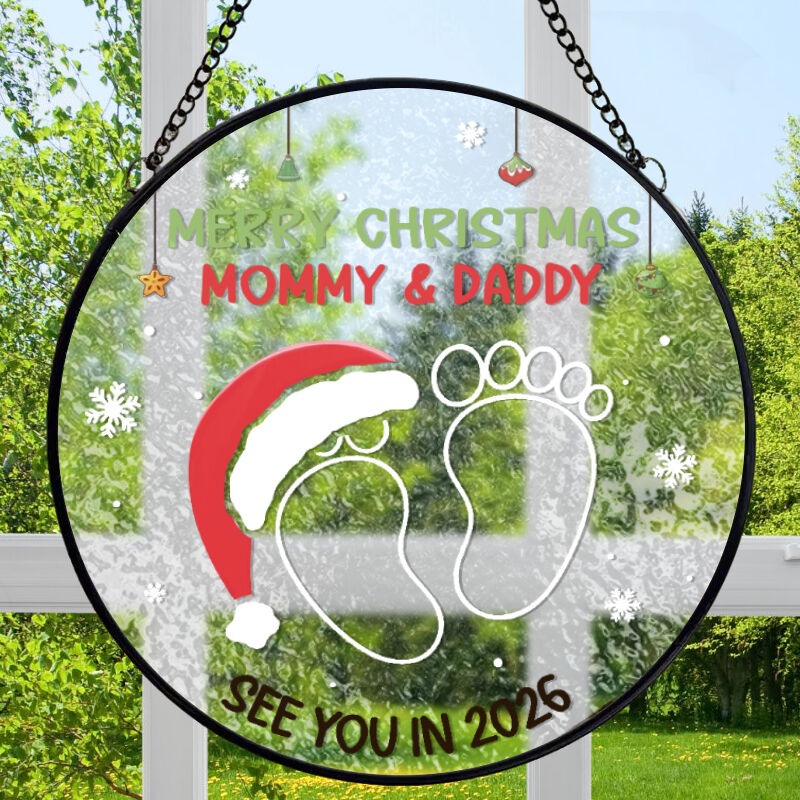 Portavivere personalizzato in vetro colorato da appendere alla finestra per baby shower natalizio per neo-genitori