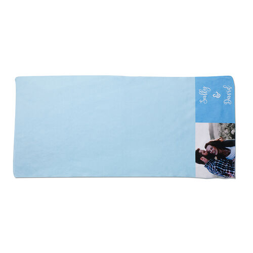 Asciugamano fotografico dolce con incisione personalizzata blu