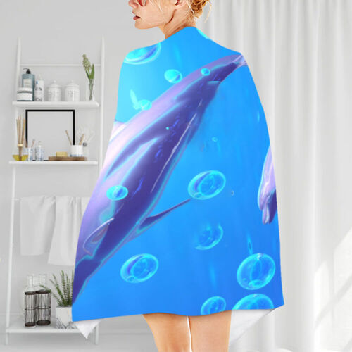 Asciugamano da bagno con nome personalizzato e motivo a delfino
