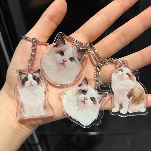 牧田習 猫ひた アクリルキーホルダー はちわれ猫のアクリルキーホルダー | iichi 日々の暮らしを