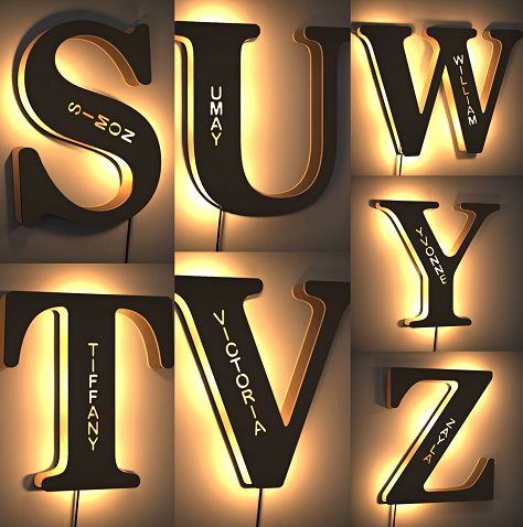 木製 アルファベット 刻印 led レターライト オーダーメイド