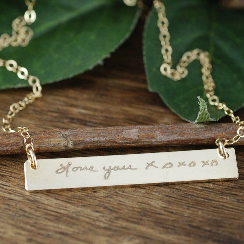 Personalized Bar Handwriting Necklace