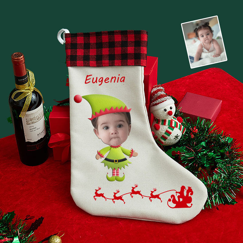 Personalized Custom Face Christmas Stockings Cute Children Christmas Cartoon Image Funny Gift
