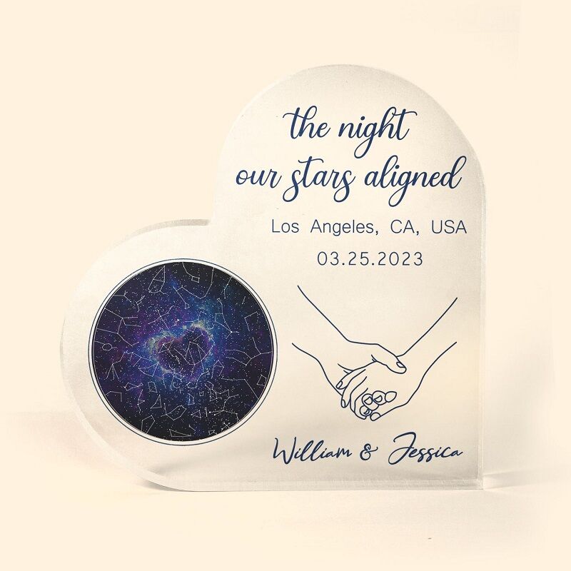 Personalized Acrylic Plaque The Night Our Star Aligned with Custom Shiny Star Map Unique Gift for Valentine's Day