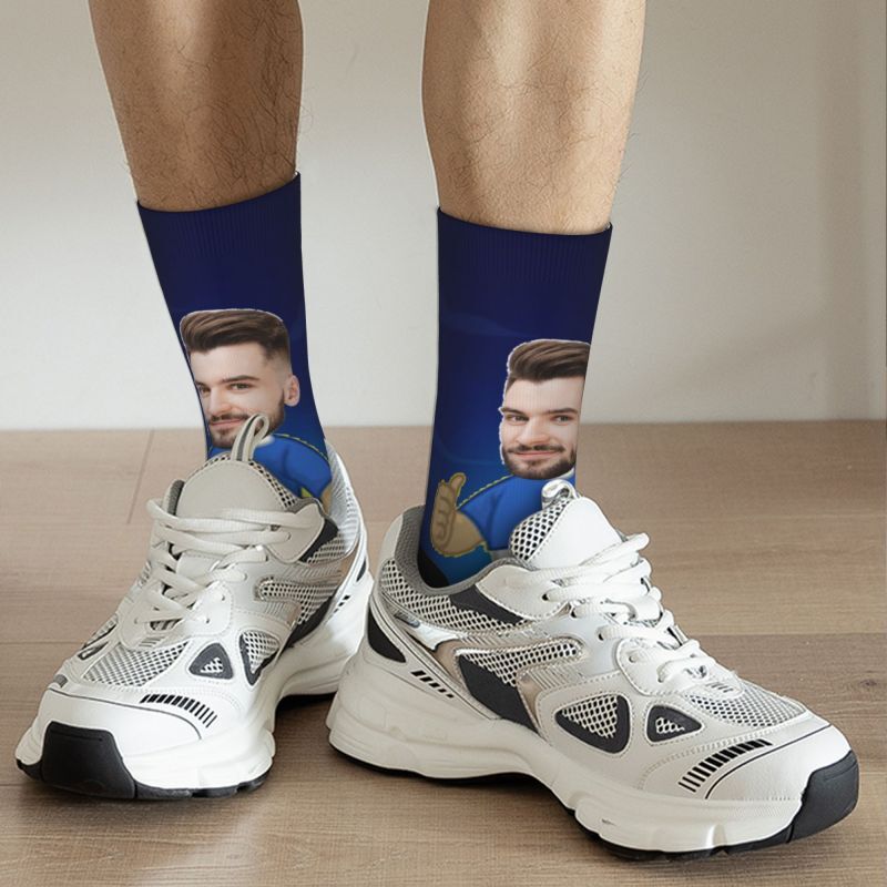 Football King Custom Face Socks Fun Gift for Dad