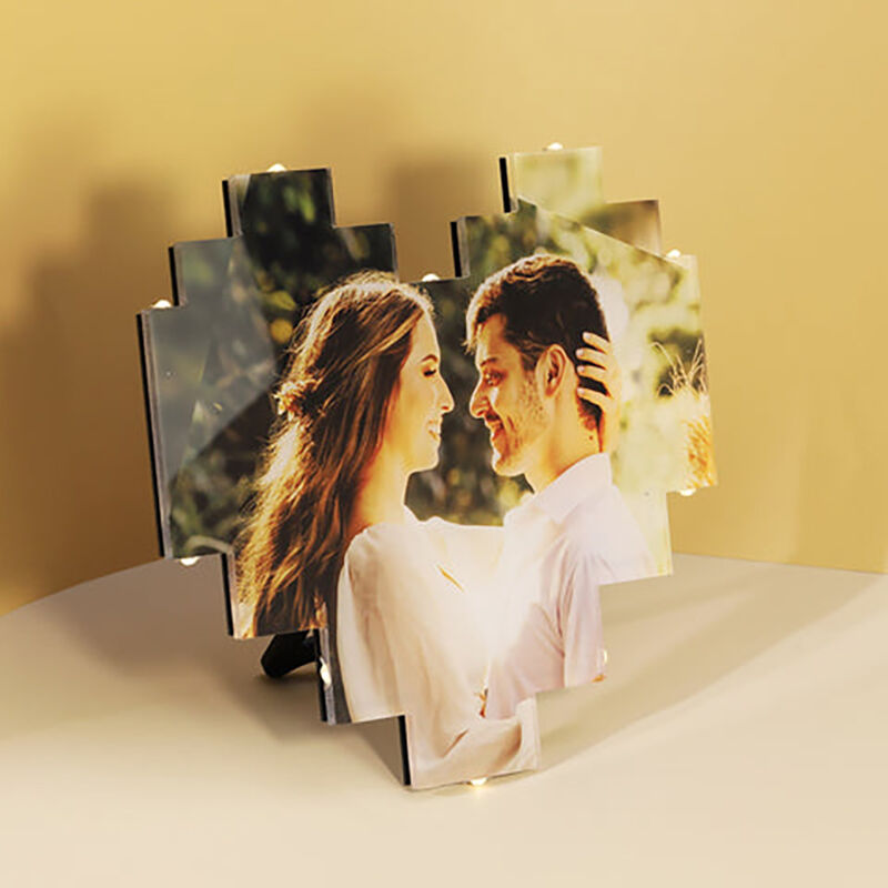 Personalized Picture Lamp Heart Shaped Creative Gift for Family