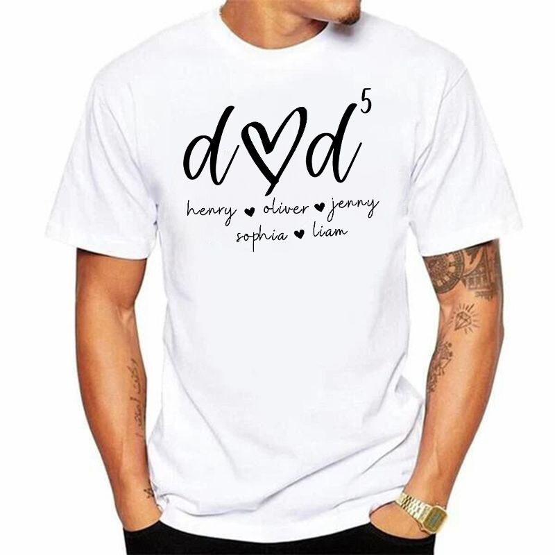 Personalized T-shirt Custom Dad with Number of Children and Names Design Attractive Father's Day Gift