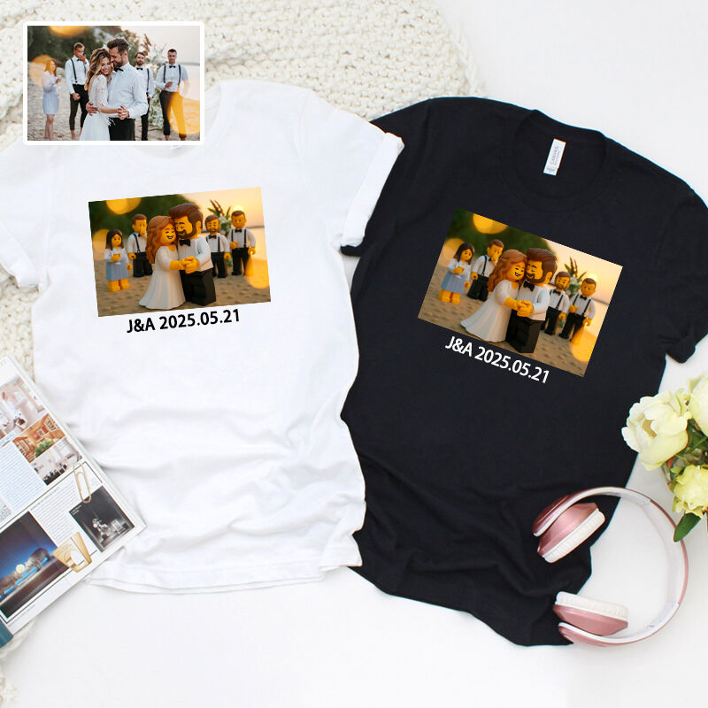 Personalized T-shirt Custom Photo Building Block Style Design Adorable Gift for Loved Ones
