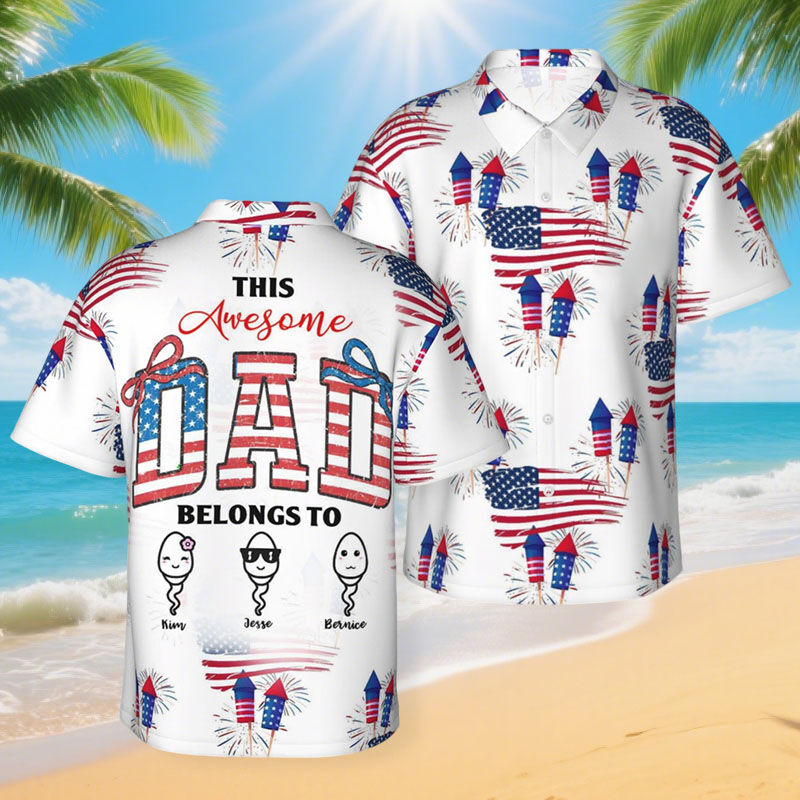 Personalized Hawaiian Shirts Custom Child's Name Men Casual Shirts for Dad