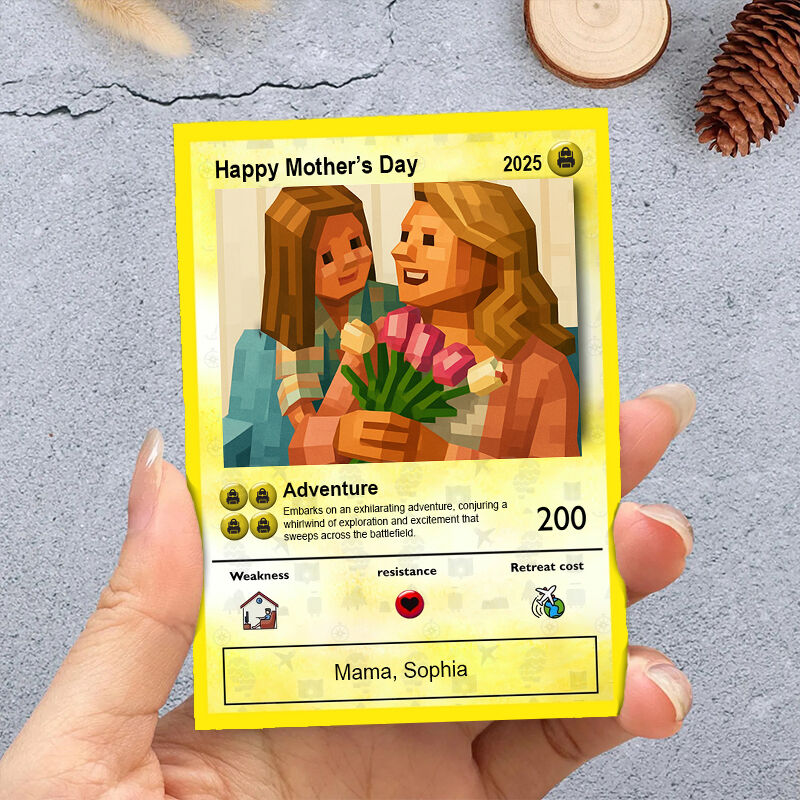 Tarjeta personalizada con foto y nombre personalizado: el mejor regalo para el Día de la Madre.