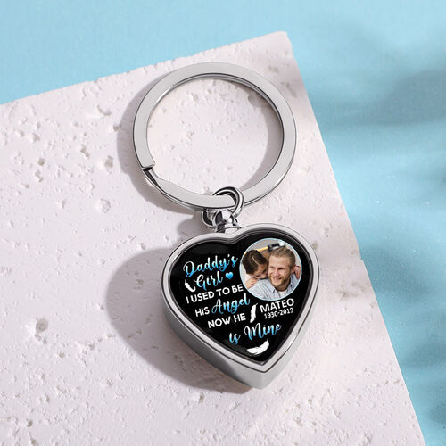 Daddy's Girl I Used To Be His Angel, Now He Is My Mine Unique Memorial Custom Picture Urn Keychain