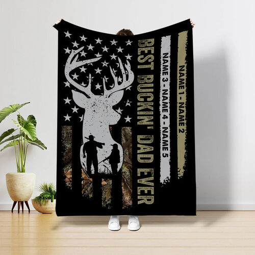 Personalized Name Blanket with Deer Pattern Minimalist Present for Best Daddy