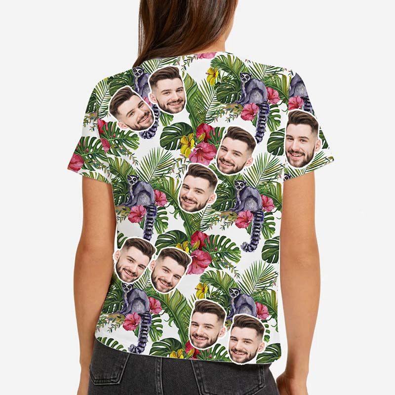 Custom Hawaiian Women's T-Shirt Printed with Raccoon