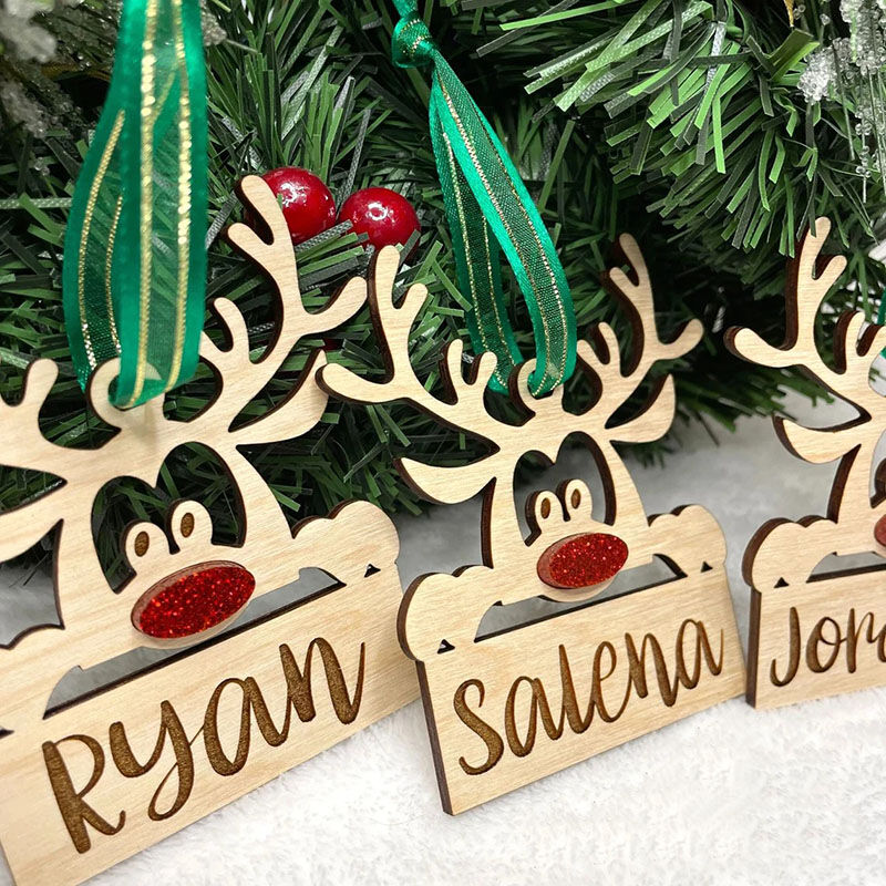 Personalized Reindeer Wooden Custom Name Christmas Decoration