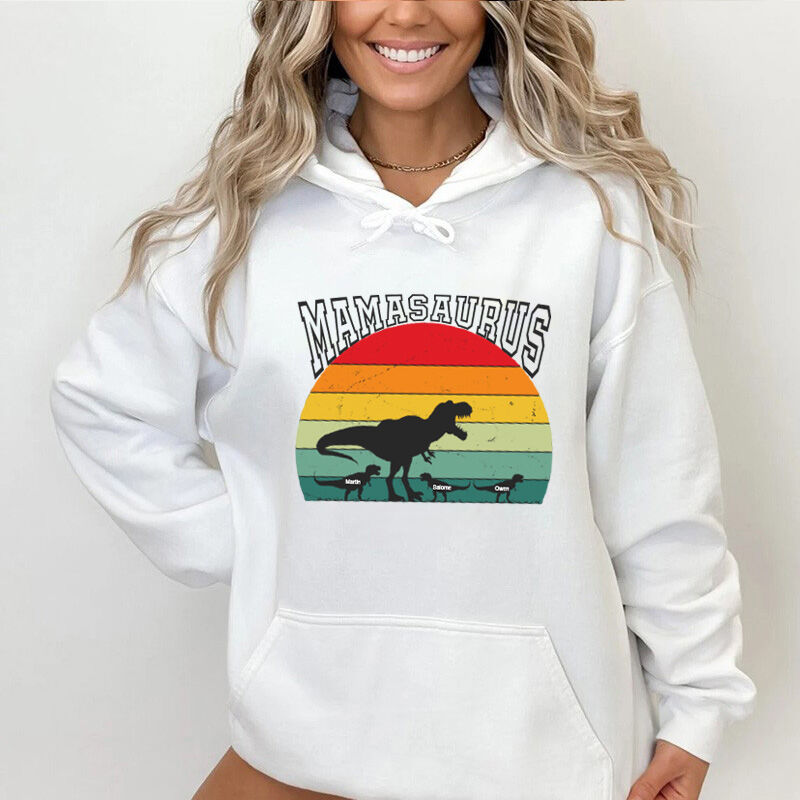 Personalized Hoodie Mamasaurus with Custom Name for Sweet Mom