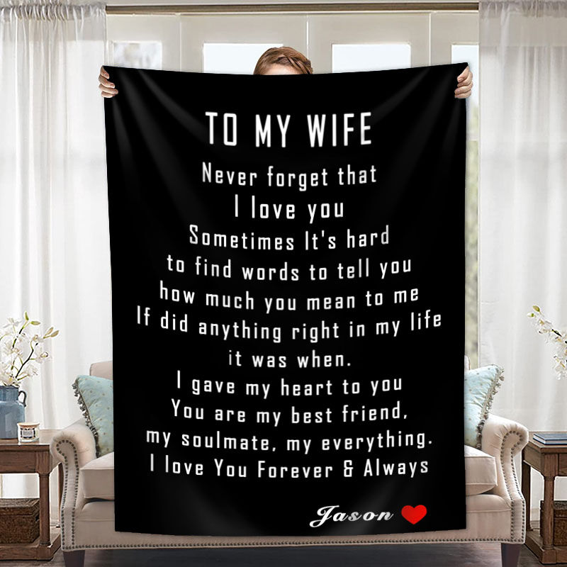 Personalized Name Blanket with Warm Words Romantic Gift for Wife