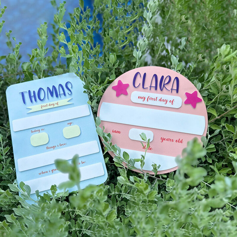 Personalized First Day Of School Sign Custom Style Colorful Gift for Child