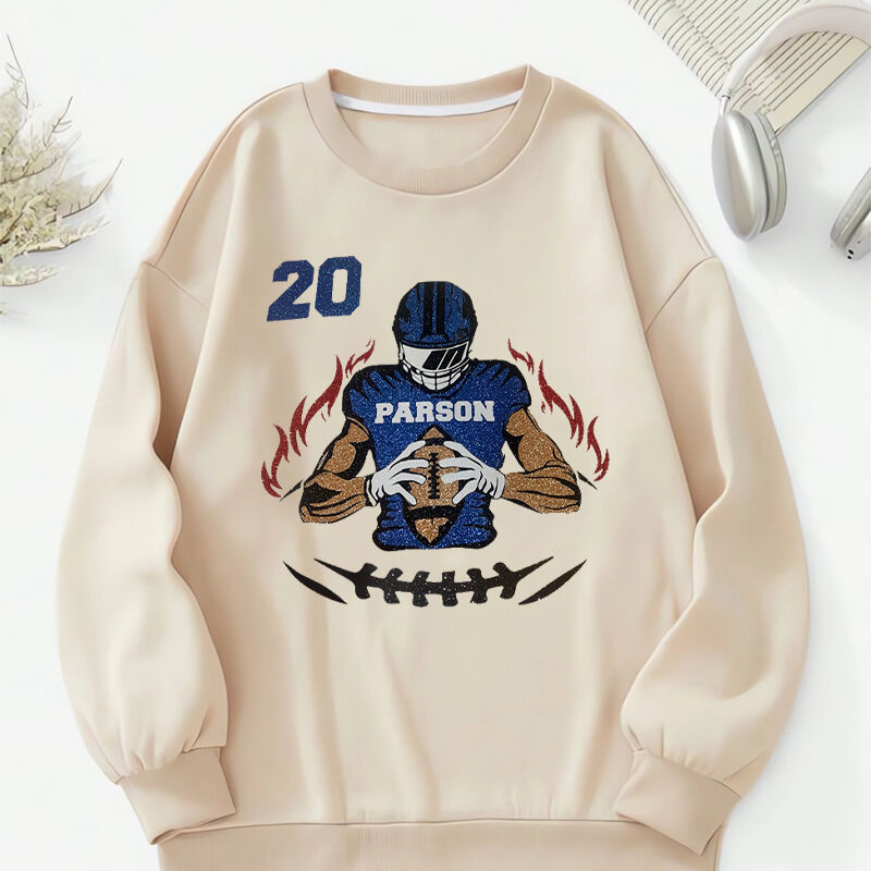Personalized Sweatshirt Glitter Design Optional Football Player Custom Ball Games Creative Gift for Sports Lover