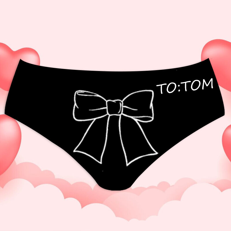 Gepersonaliseerd Naam Vrouwenondergoed met Strikpatroon Eenvoudig Cadeau voor Haar