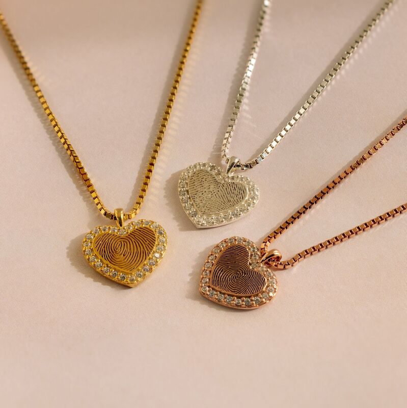 Personalized Heart Fingerprint Necklace Memorial Gift For A Loved One