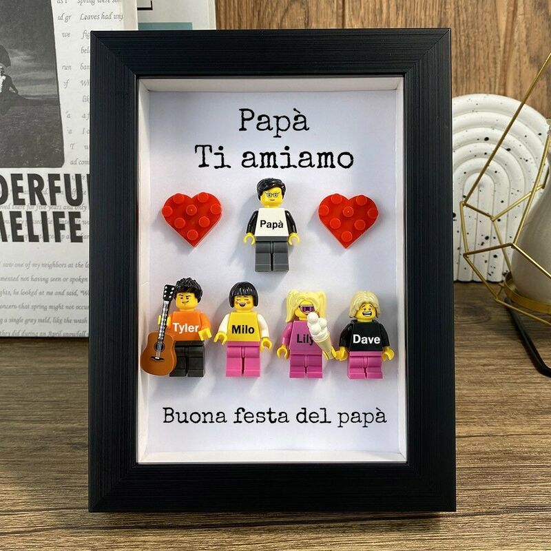 Gepersonaliseerd bakstenen fotolijst cadeau voor de beste papa