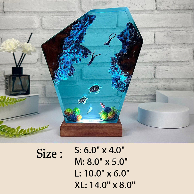 Turtle And Baby Turtle Resin Night Light Cute Gift for Parents