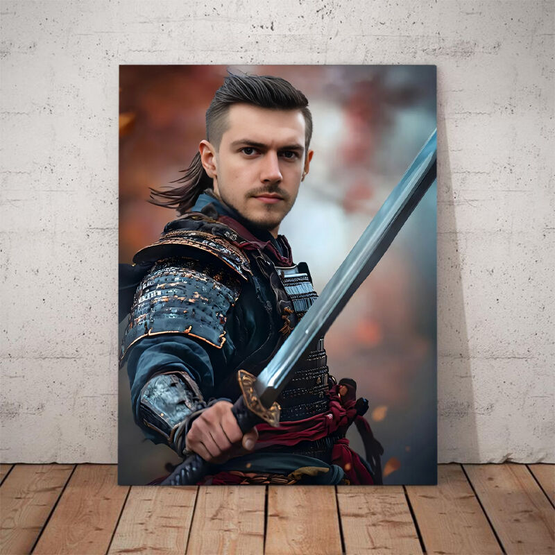 Personalized Samurai Portraits with Custom Face Swap Perfect Gift for Brother