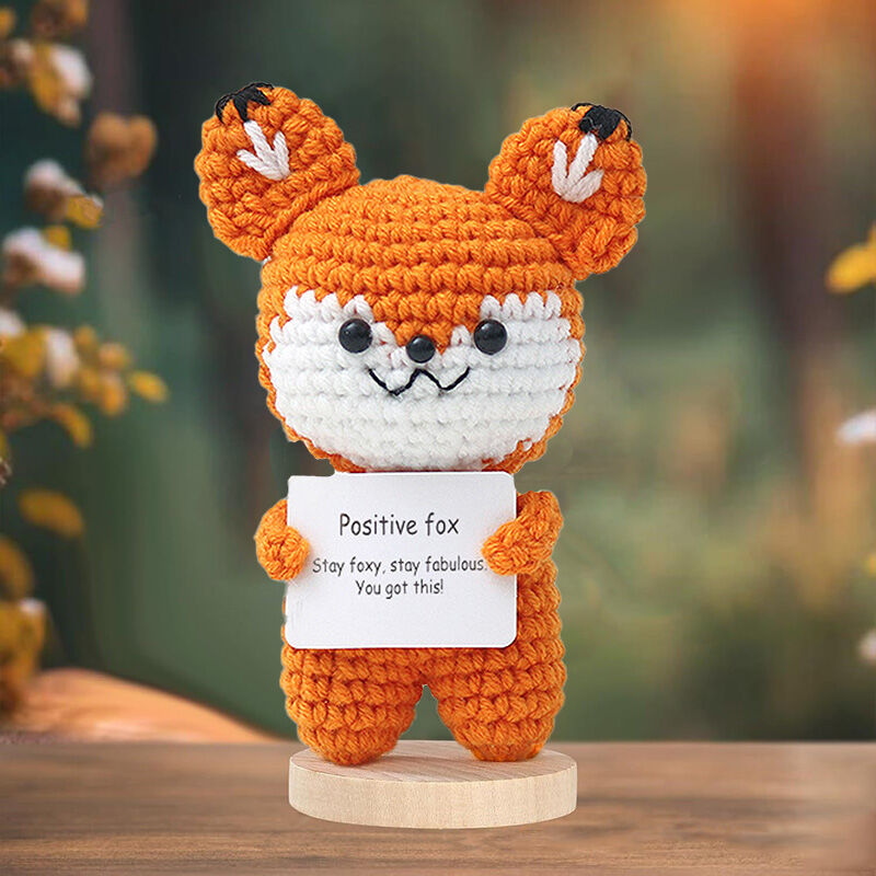 Handmade Crochet Fox Positive Doll Funny Present for Kids