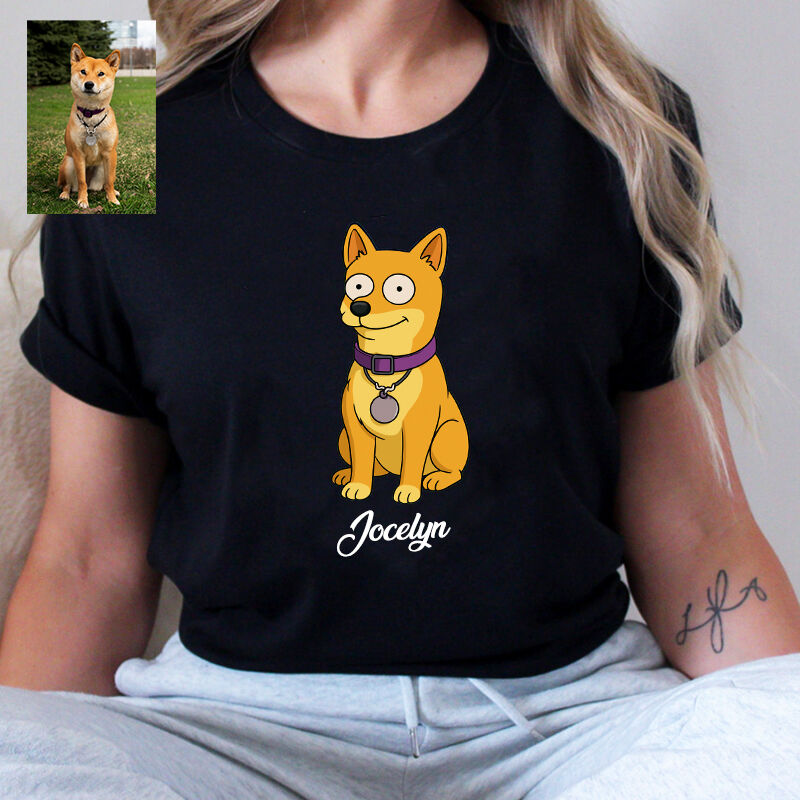 Personalized T-shirt Custom Pet Photo Simpson Cartoon Style Design Funny Gift for Pet Lovers