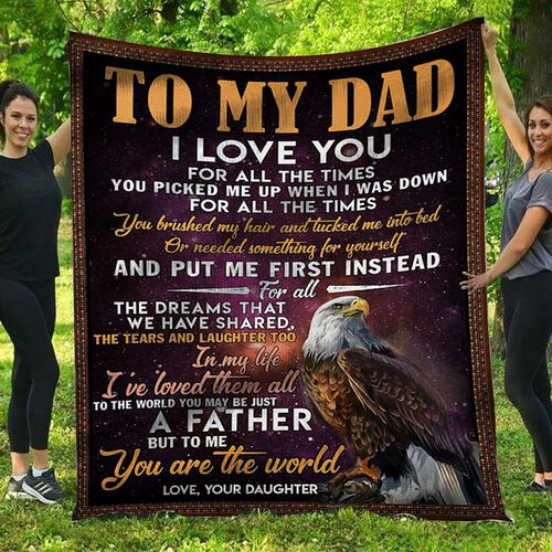 Personalized Flannel Letter Blanket Eagle Galaxy Blanket Gift from Daughter for Dad