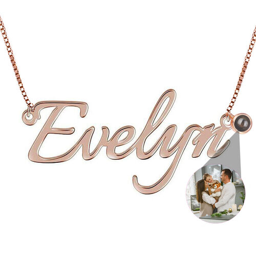 Personalized Signature Style Name And Picture Projection Necklace Creative Gift
