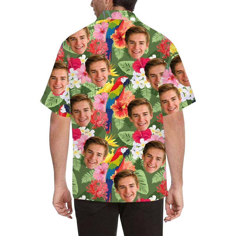 Custom Face Pretty Various Flowers Men's All Over Print Hawaiian Shirt
