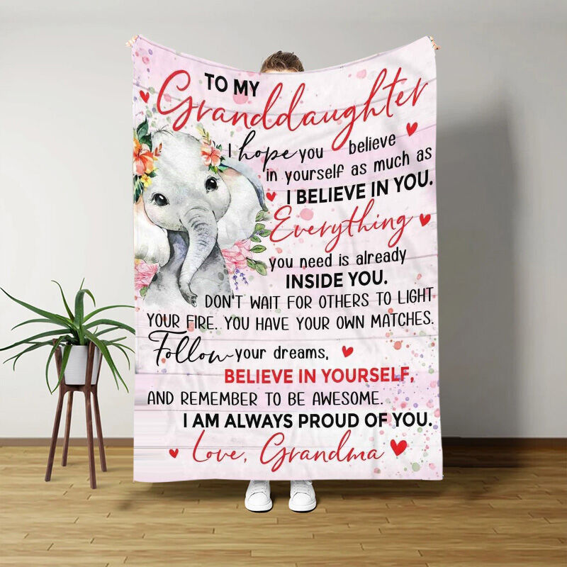 "Follow Your Dreams"Personalized Love Letter Blanket to Granddaughter Warm Gift