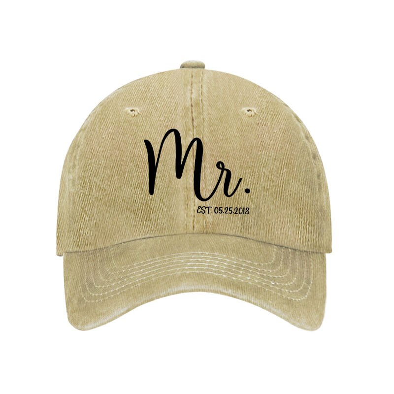 Personalized Hat Mr Logo Design with Custom Date Unique Birthday Present for Him