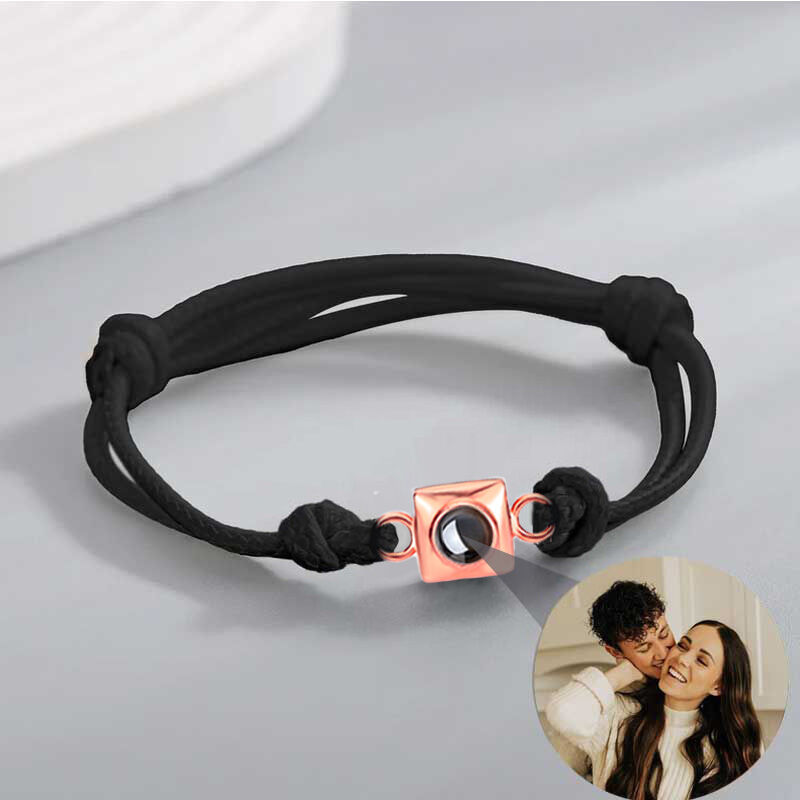Personalized Projection Picture Bracelet Square Pendant Shape Simple Gift For Boyfriend