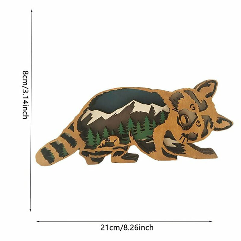 Raccoon 3D Wood Carving Decorative Light Lovely Present for Family