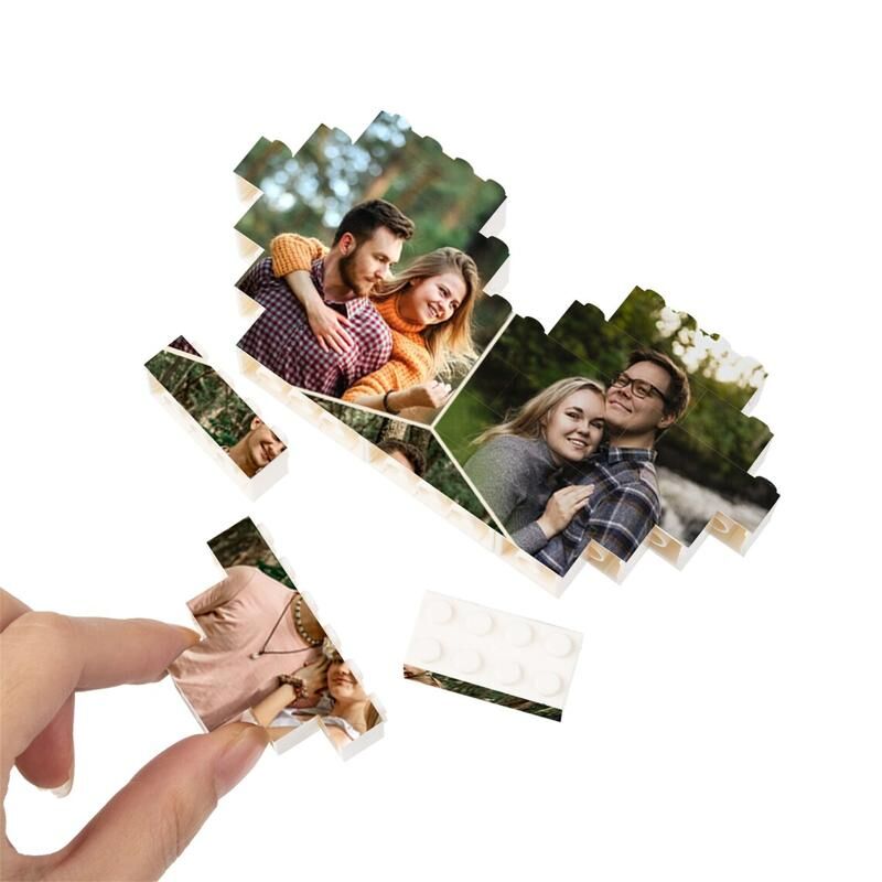 Briques de Construction Personnalisé avec Votre Propre Image Blocs Puzzle Photo Personnalisé en Forme Coeur Cadeau de fête des mères