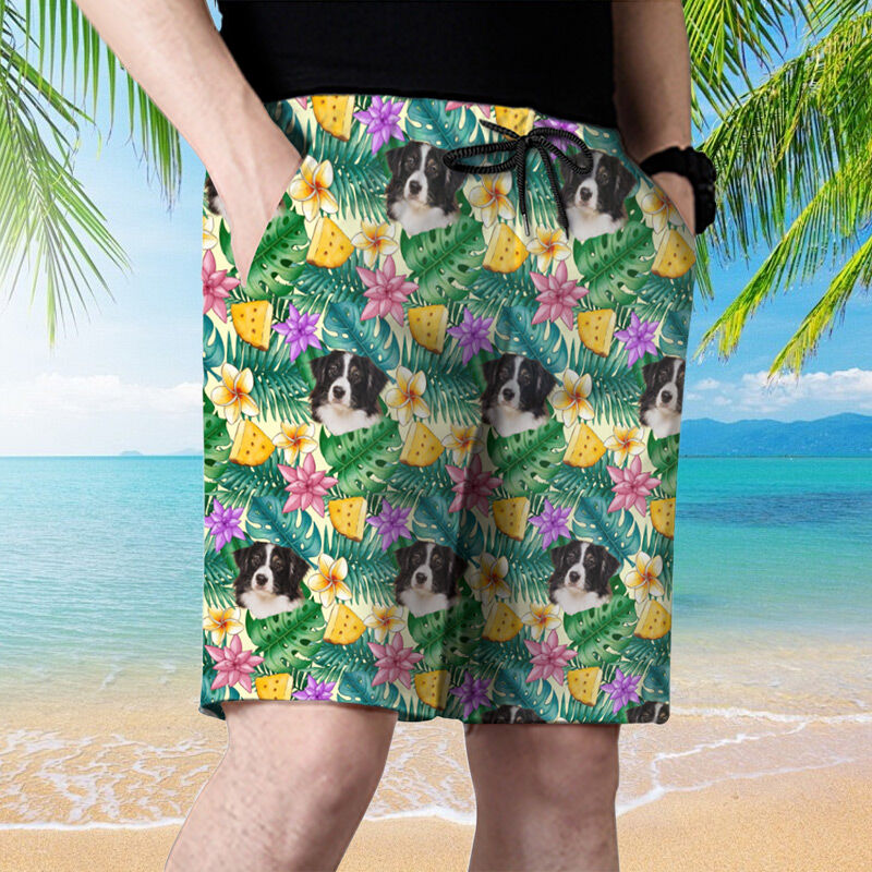 Personalized Picture Men's Colorful Beach Shorts Beautiful Present for Dad