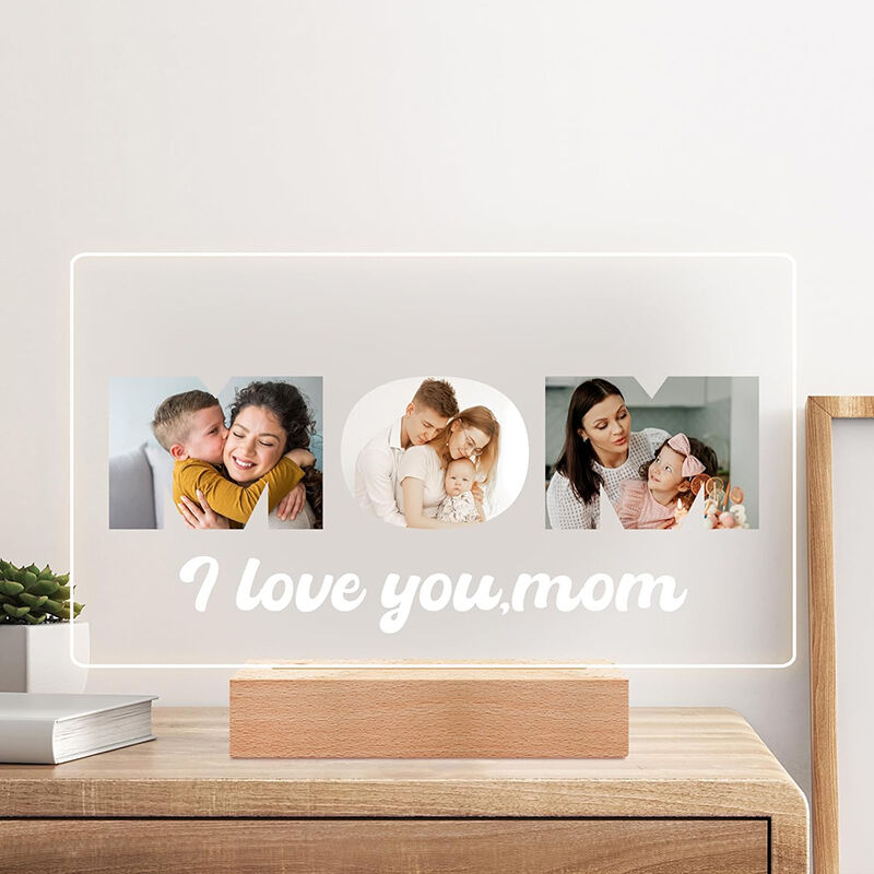 Personalized Picture Night Light with Custom Text Simple Present for Mom