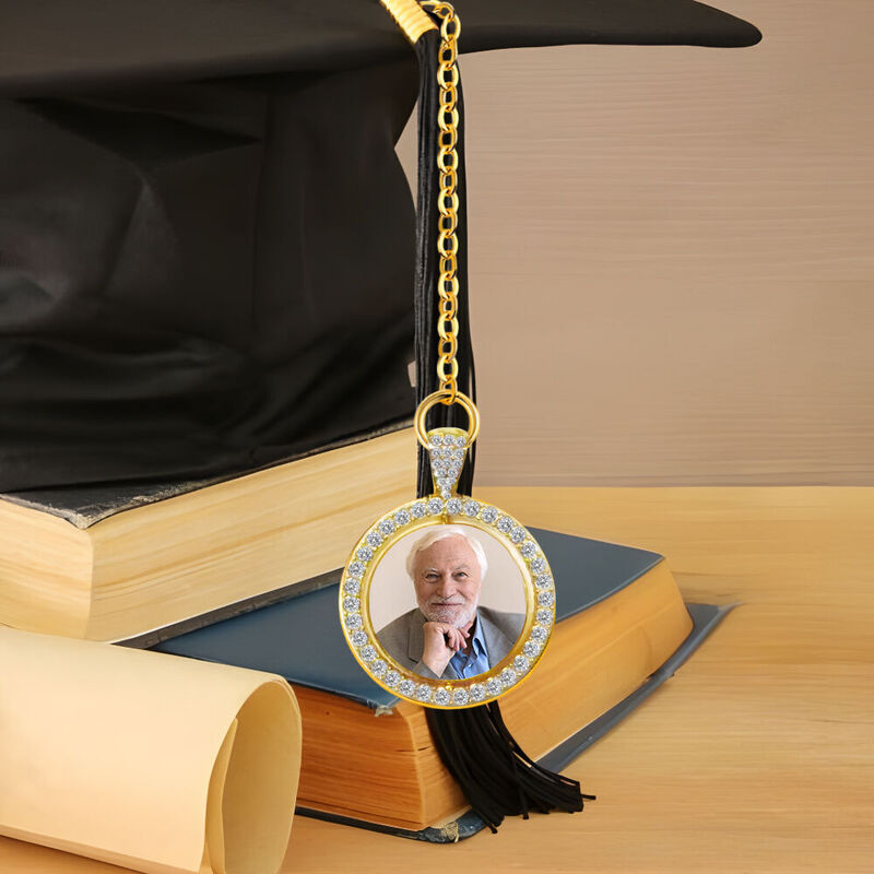 Customized Photo Graduation Tassel Round Rhinestone Mini Graduation Cap Decoration for Friends