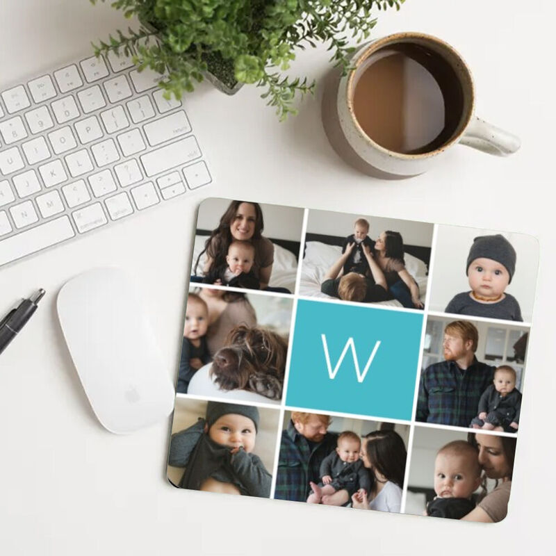 Personalized Picture Mouse Pad with Custom Letter Simple Present for Family
