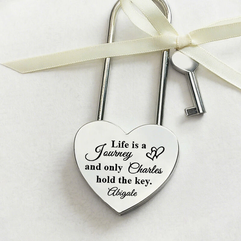 Personalized Heart Lock Life Is A Journey and Only You Hold The Key Love Padlock Gift for Couples