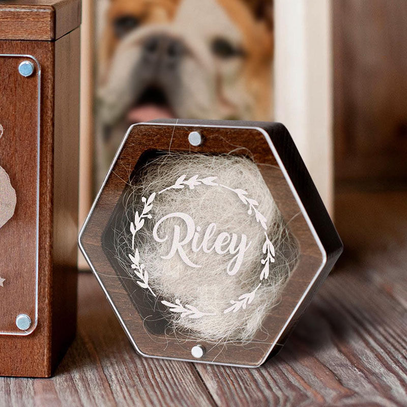 Caja de recuerdo de pelo de mascota con nombre personalizado, el mejor regalo para los amantes de las mascotas