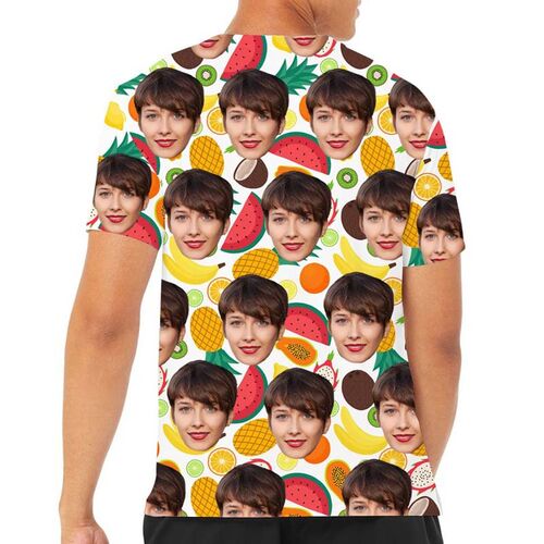 Custom Face Hawaiian T-Shirt With Colorful Fruit