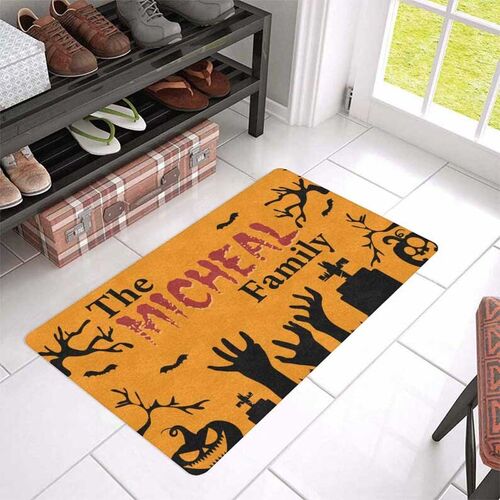 Custom Halloween  Floor Mat with Family Name